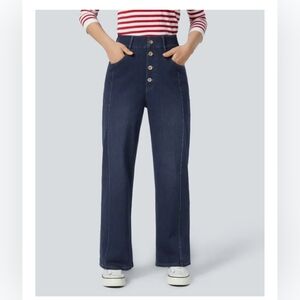 HalaraMagic High Waisted Decorative Button Jeans, Straight Leg, L, NWT